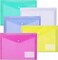 10 Pack Plastic File Folders with Label Pockets Envelopes (Assorted Colors)